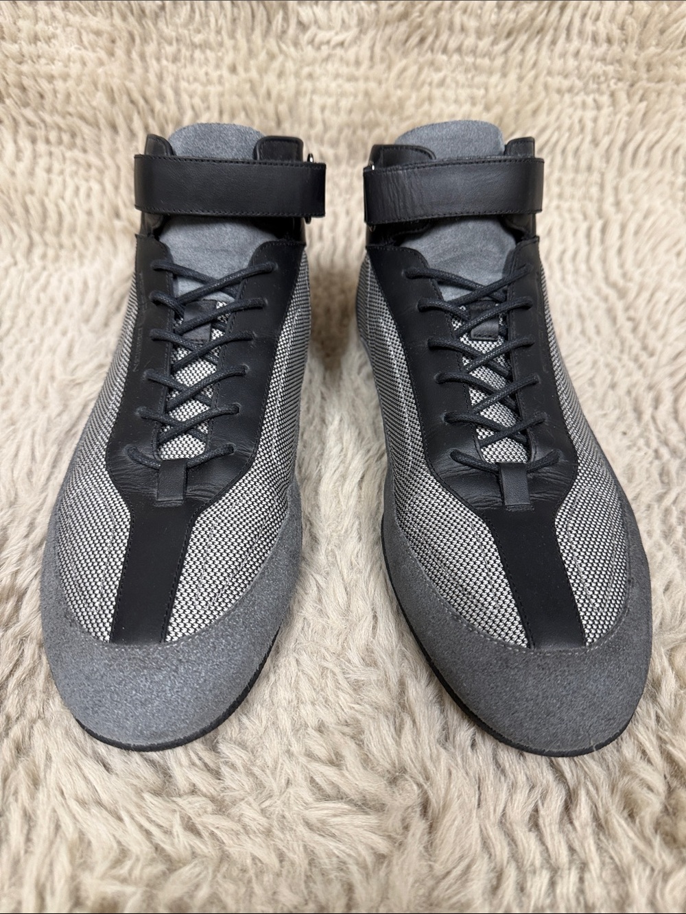 Porsche Design Black and Silver Knit-Panel Sneakers
